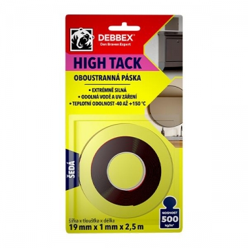 Oboustranná páska HIGH TACK 19 mm × 1 mm, délka 2,5 m šedá